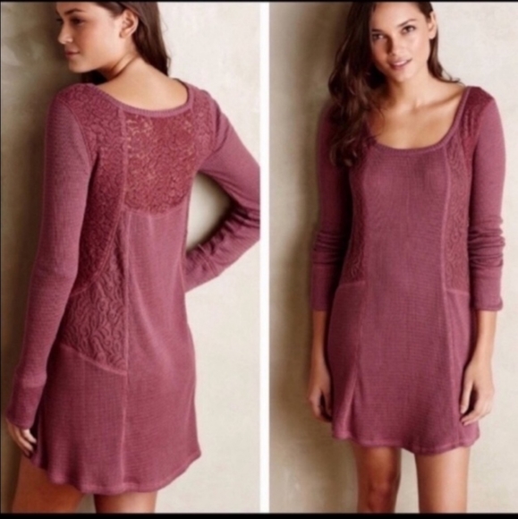 Anthropologie Tops - Anthropologie E by Eloise waffle knit and lace tunic/dress size Medium